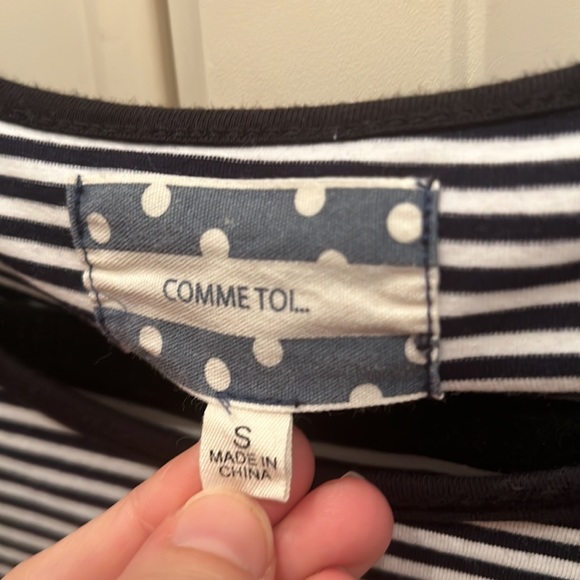 Comme Toi Striped 3/4 Length Tee Size Small - Picture 2 of 7